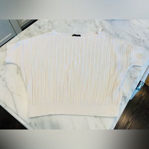 BANANA REPUBLIC PLEATED,  RIB SHORT-SLEEVE  CREAM SWEATER Size M •LIKE NEW•